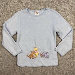 VTG Winnie The Pooh Fleece Pullover Embroidered Sweater Size 7/8
